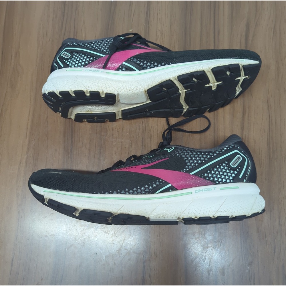 Brooks Ghost 14 Womens 9.5 B Running Shoes Black Pink 1203561 Walking - Picture 1 of 7